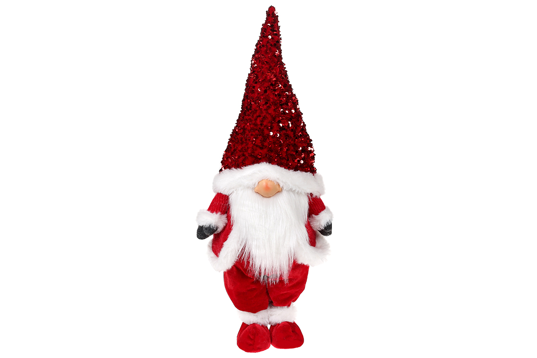 М'яка іграшка Гном, 55см, колір - червоний з білим у паєтках