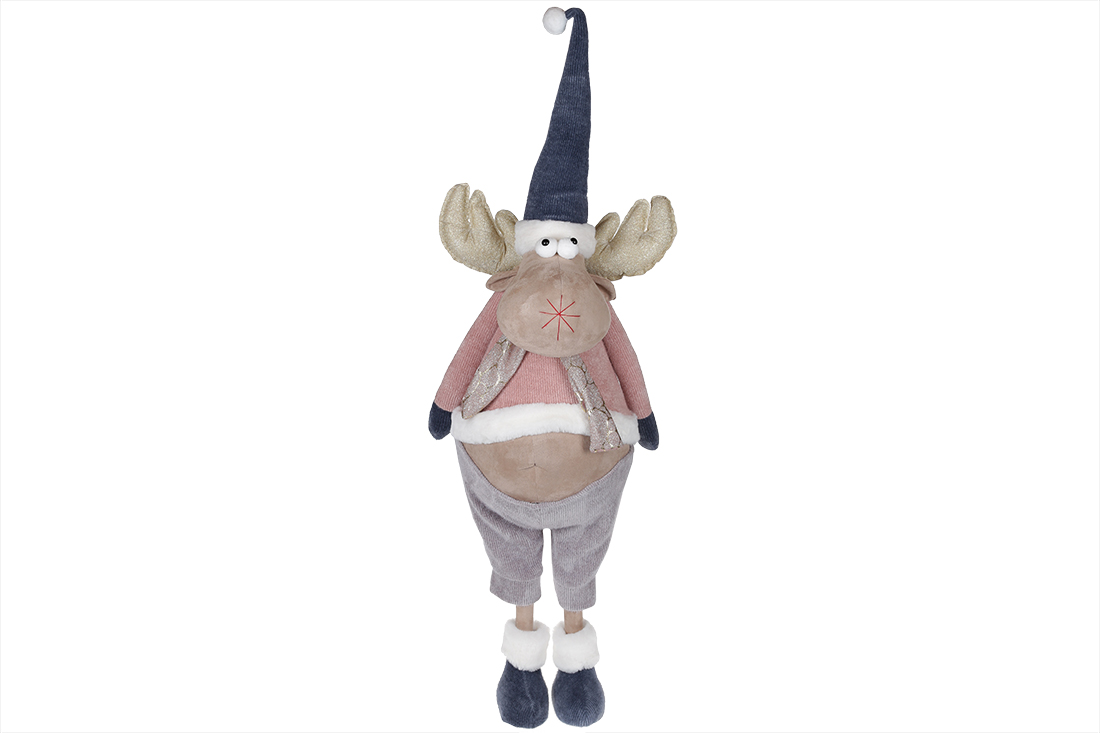 М'яка іграшка Кумедний Олень, 117см, колір - рожевий із синім