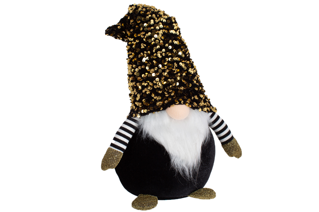 М'яка іграшка Гном 49см, колір - чорний із золотими паєтками