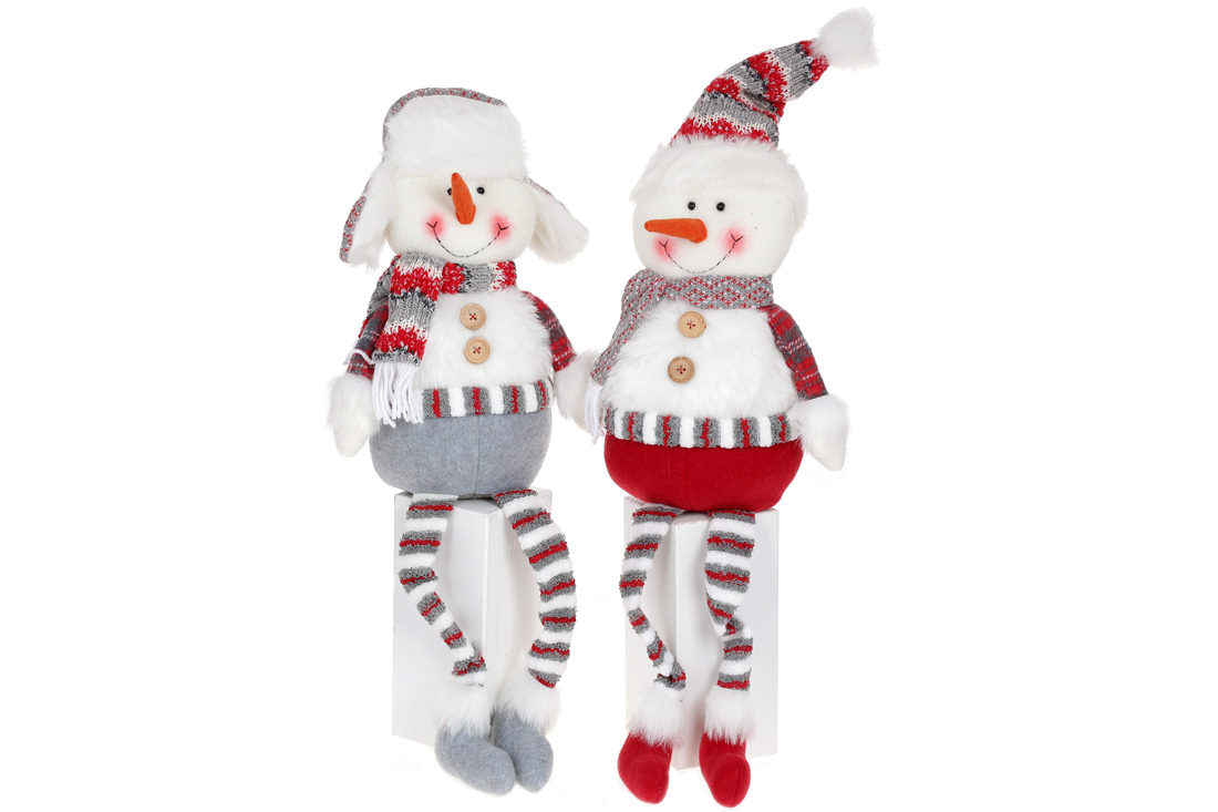 М'яка новорічна іграшка Сніговик з ніжками, що висять, 59см, 2 дизайну