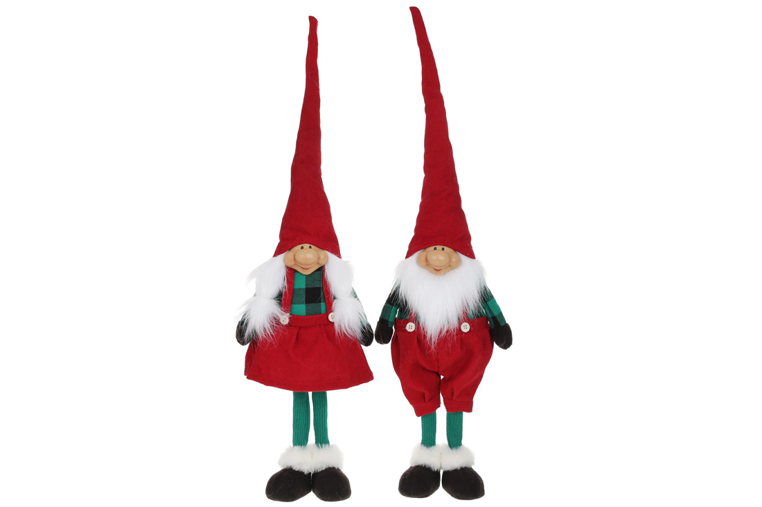 Новорічна м'яка іграшка Парочка Гномів 60см, колір - червоний з зеленим, 2 дизайни