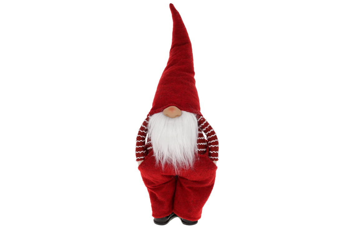 М'яка новорічна іграшка Гном 68см, колір - червоний