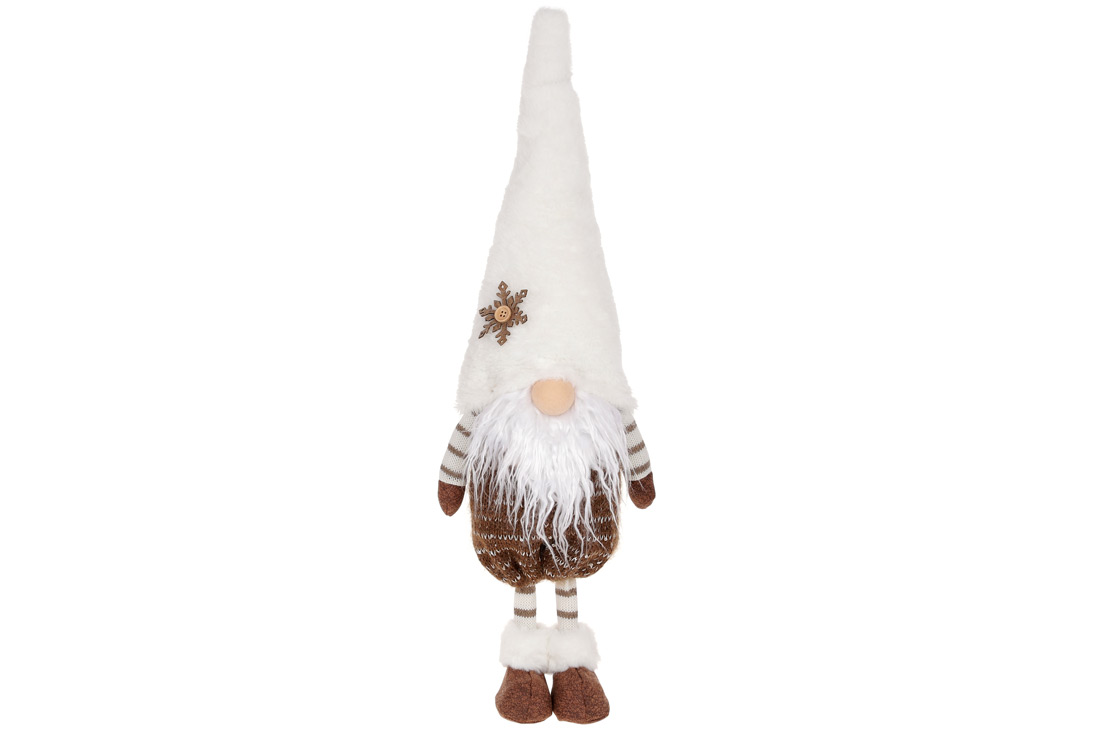 М'яка новорічна іграшка Гном 57см, колір - коричневий