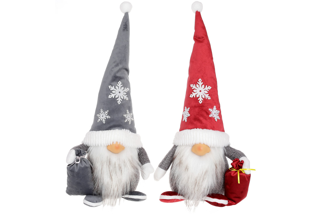 М'яка іграшка Гном, 48см, 2 дизайни, колір - червоний та темно-синій