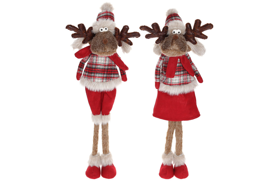 М'яка новорічна іграшка Олені, 58см, 2 дизайн, колір - бордо