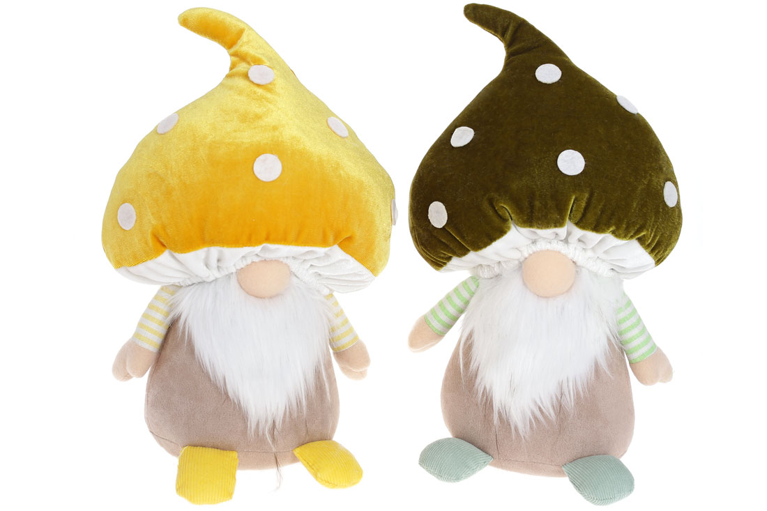 М'яка іграшка Гном-Гриб, 33см, 2 дизайни, колір - жовтий та зелений