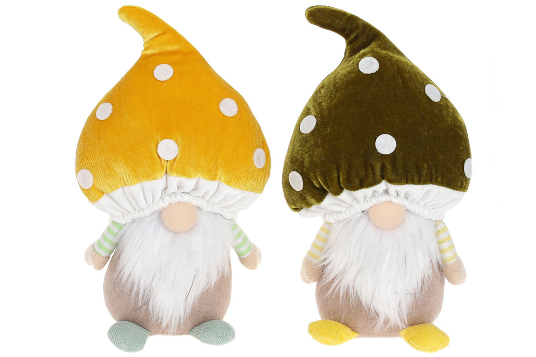 М'яка іграшка Гном-Гриб, 22см, 2 дизайни, колір - жовтий та зелений