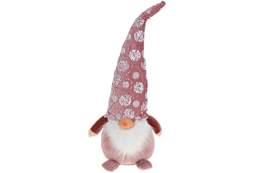 М'яка іграшка Гном, 60см, колір - рожевий з паєтками