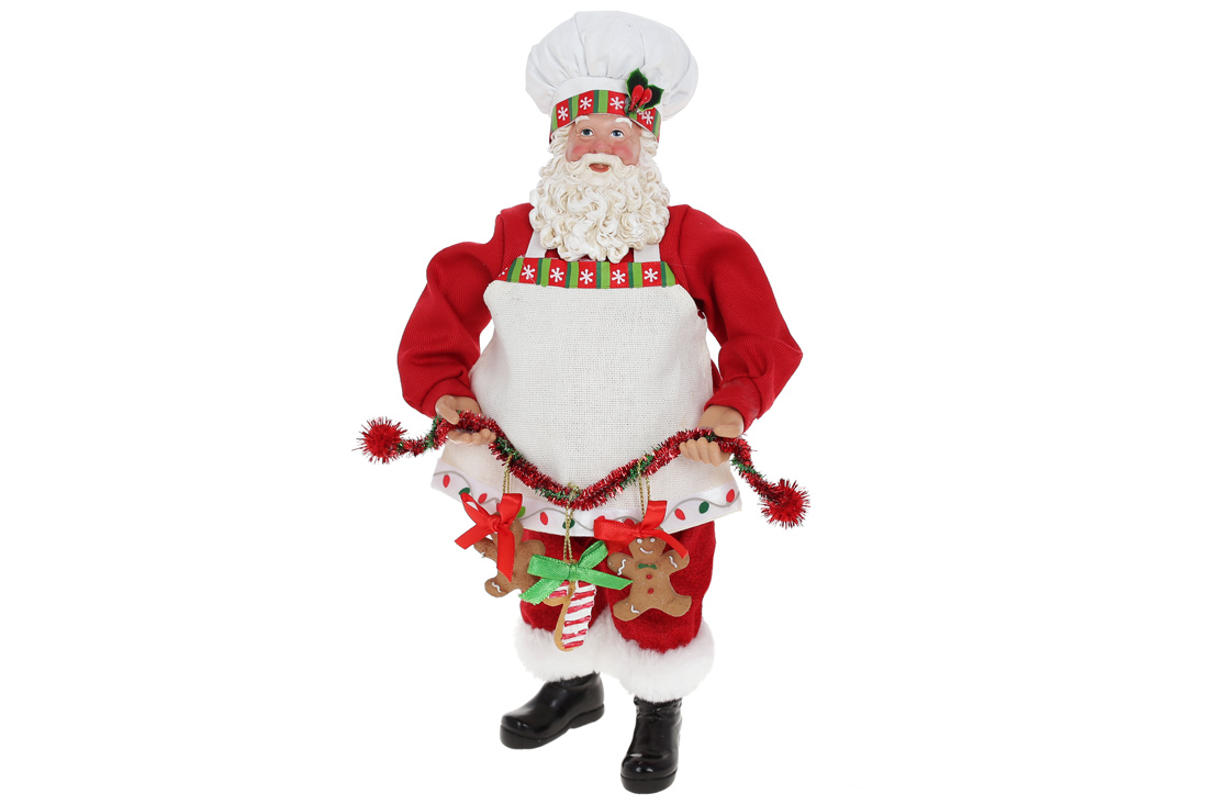 М'яка новорічна іграшка Санта Кухар 28см, колір - червоний з білим