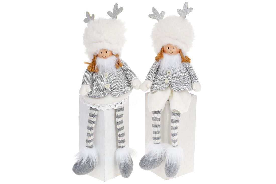 Новорічна іграшка Діти в оленячих шапках, 38см, 2 дизайни