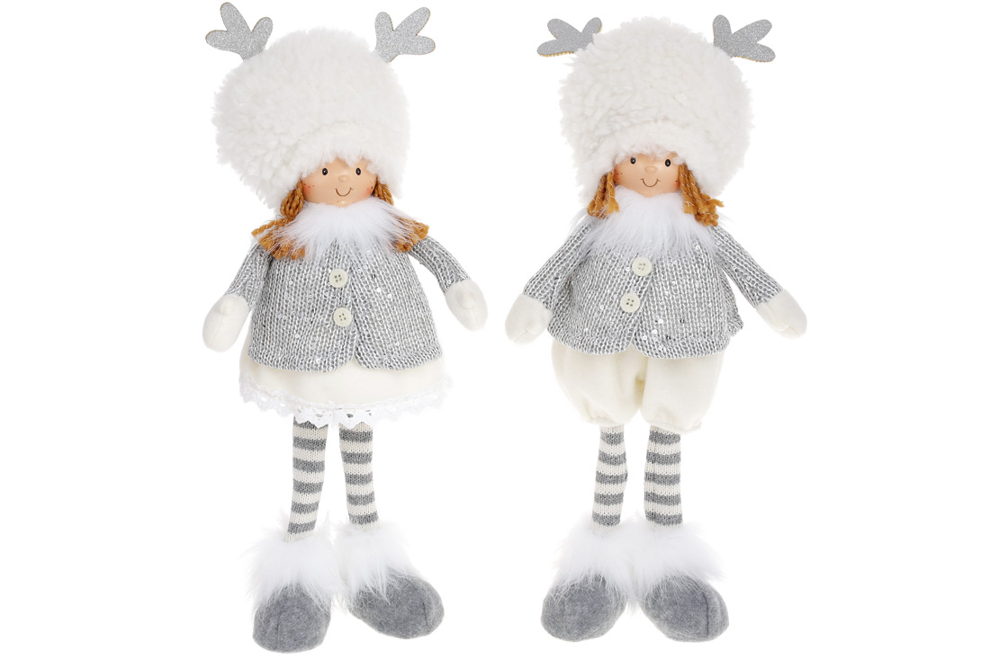 Новорічна іграшка Діти в оленячих шапках, 40см, 2 дизайни