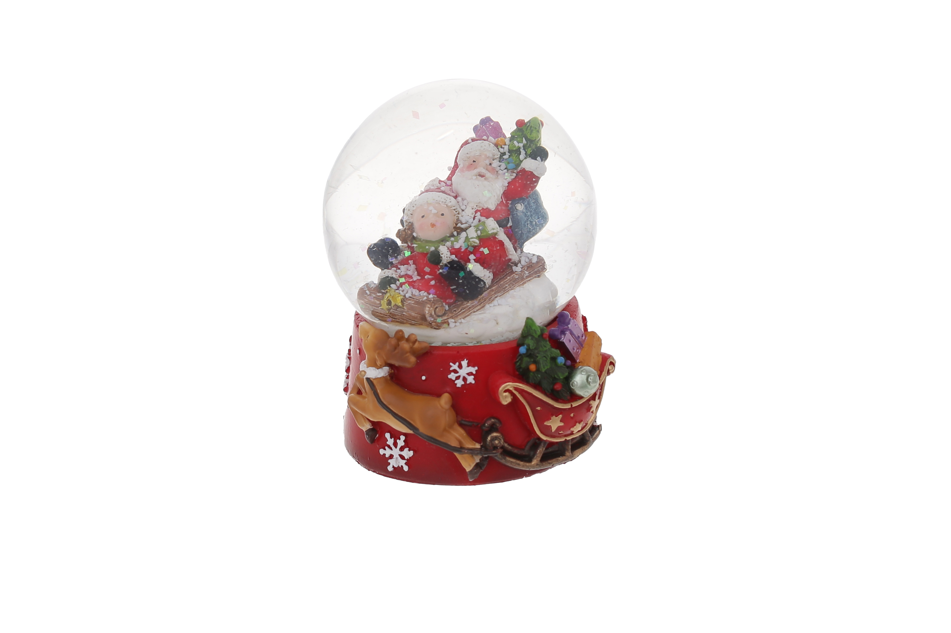 Декоративна водяна куля Санта на санях 7.7см