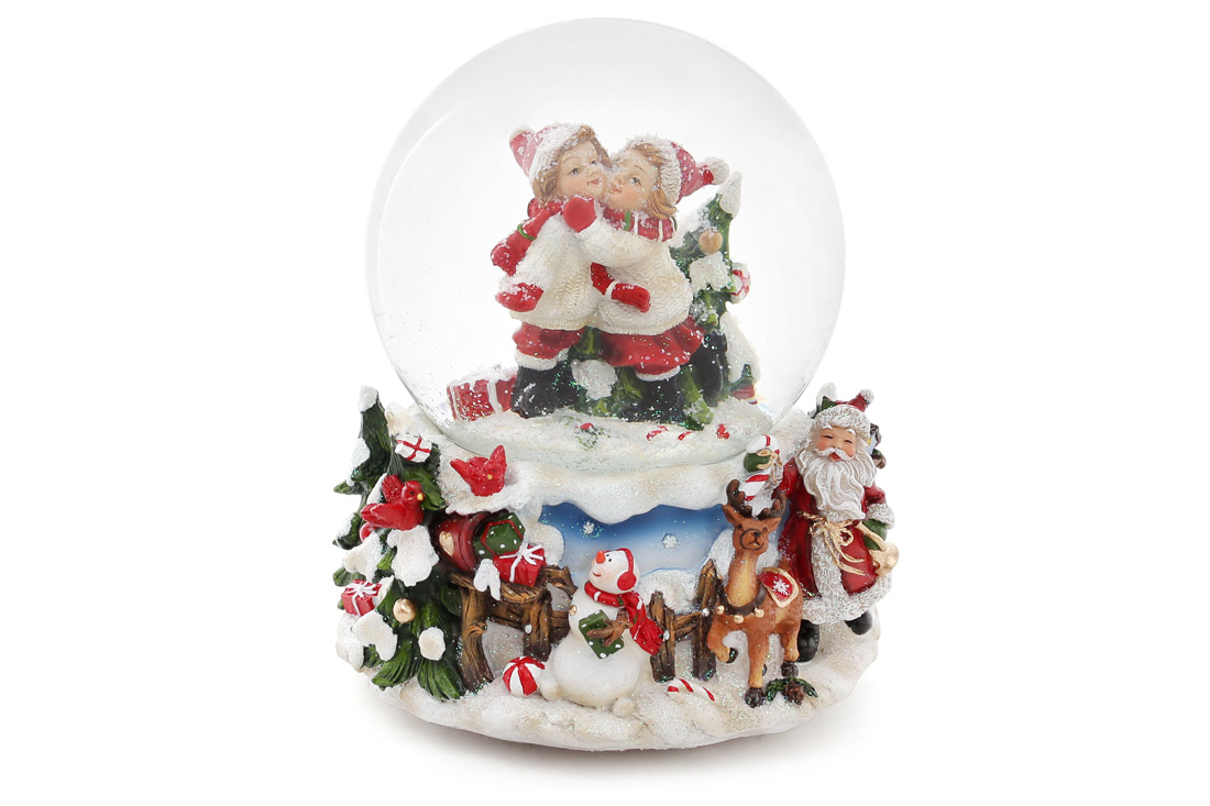 Декоративна водяна куля Діти 14.5см з музикою на заводному механізмі