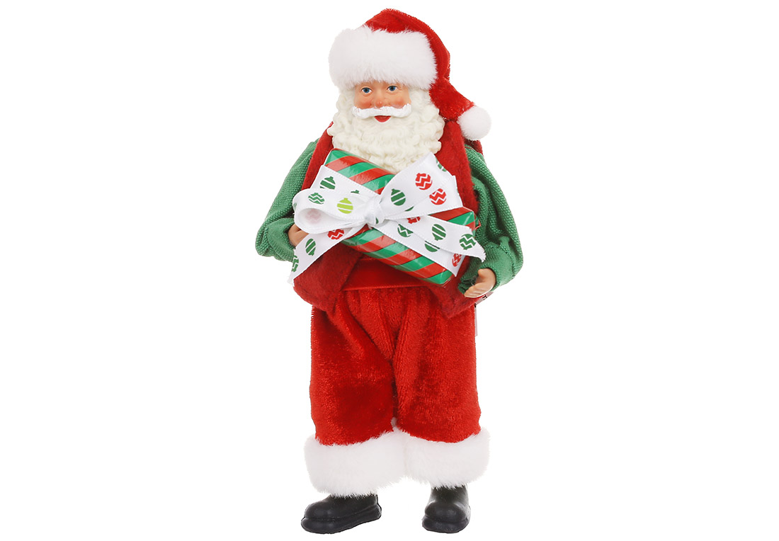 Новорічна декоративна фігурка-підвіска Санта, 18см, колір - червоний із зеленим