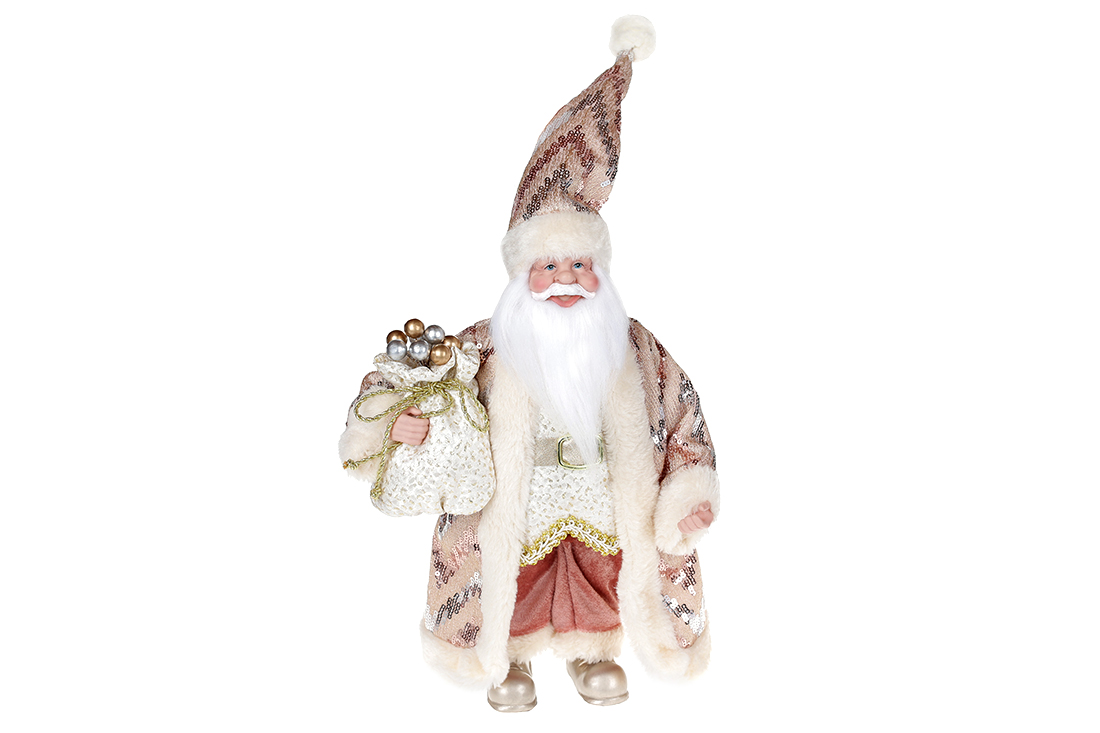 Новорічна декоративна іграшка Санта 30см, колір - рожевий