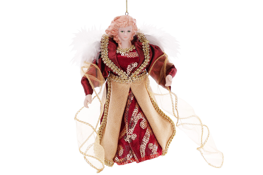 Верхівка на ялинку Янгол17.5см, колір - бордо із золотом