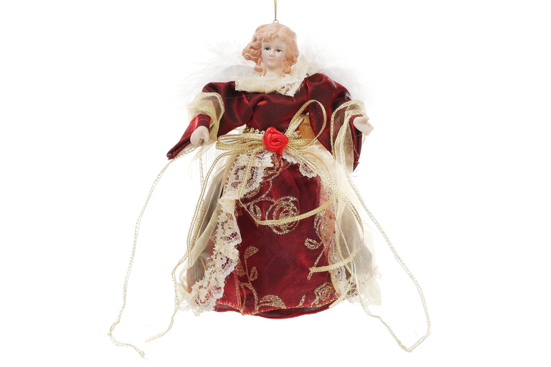 Верхівка на ялинку Янгол17.5см, колір - бордо