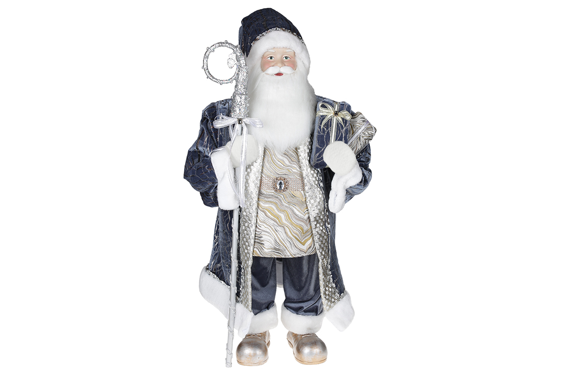 Новорічна іграшка Санта 90см, колір - сіро-блакитний
