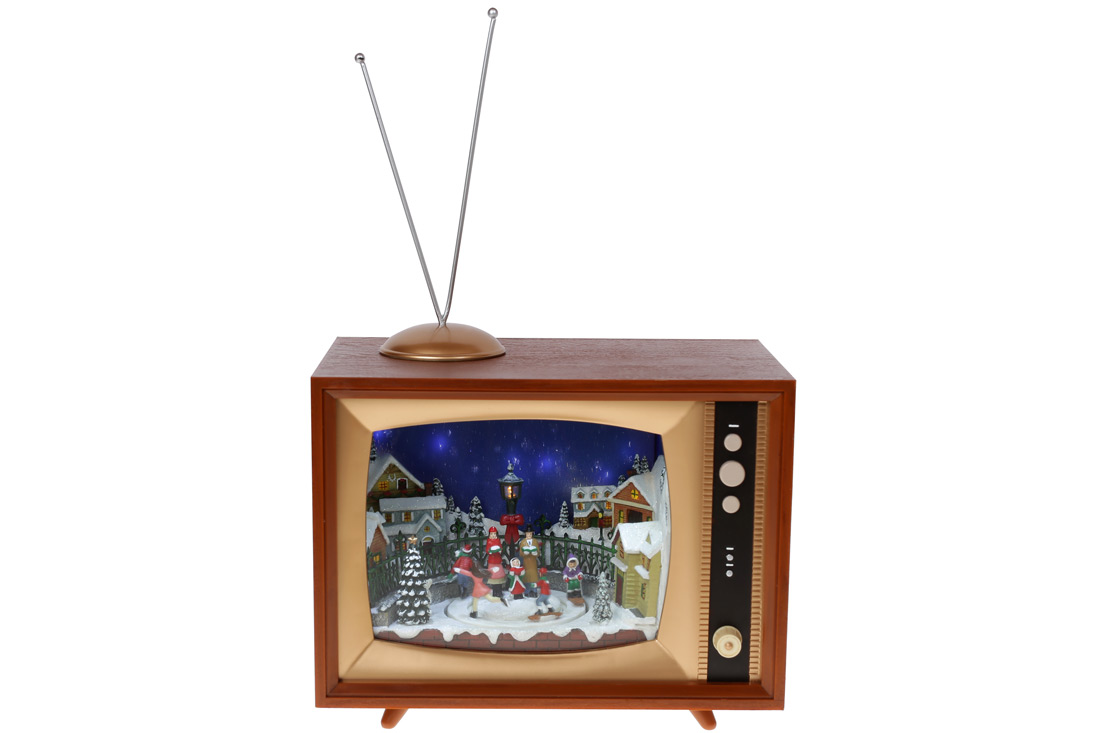 Новорічний музичний декор "Телевізор" з LED підсвічуванням і елементами, що рухаються, 39см