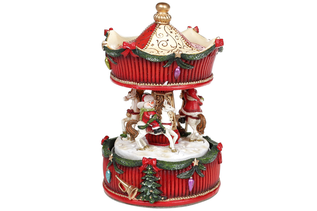 Декоративна фігура із заводним механізмом та музикою Новорічна Карусель, 17см