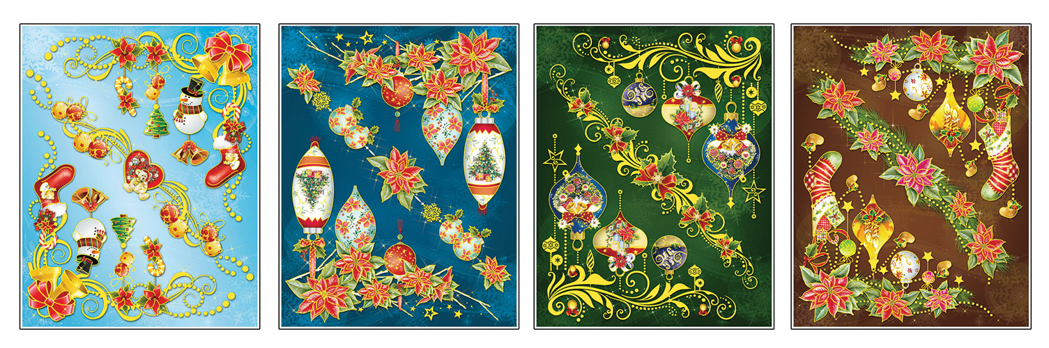 Новорічний стікер безклеєвий 42см, 4 дизайни