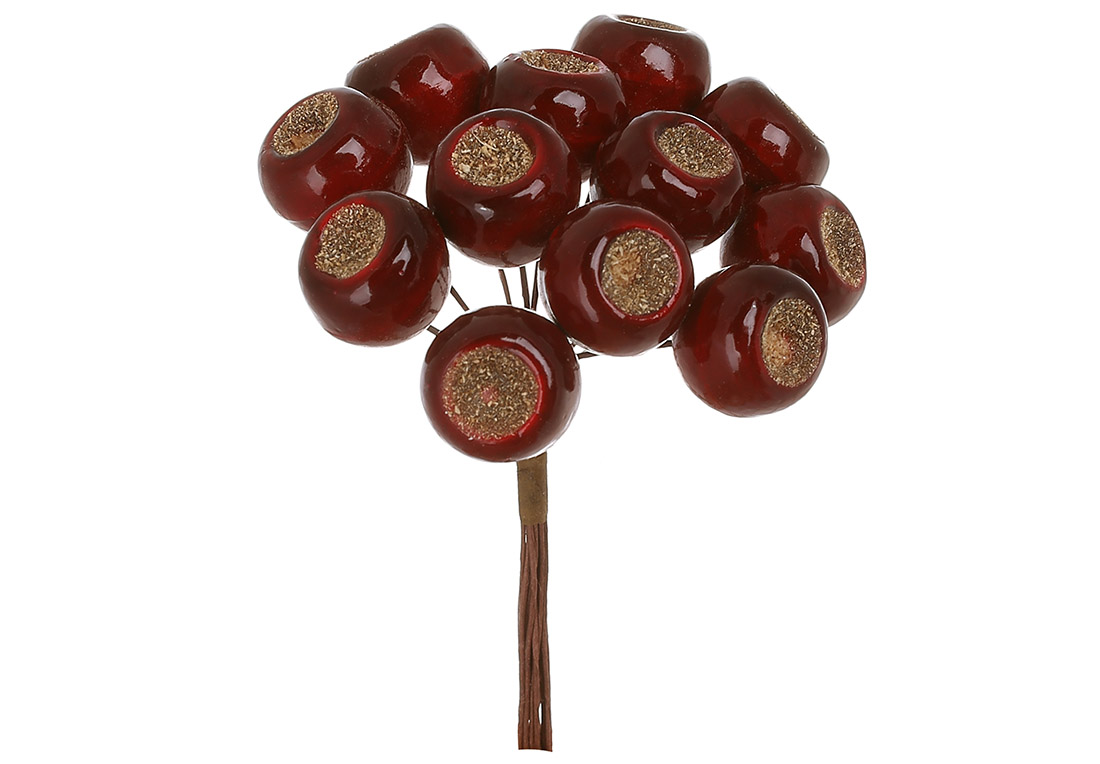 Пучок (12шт) ягід 10см, колір - бордовий глянець