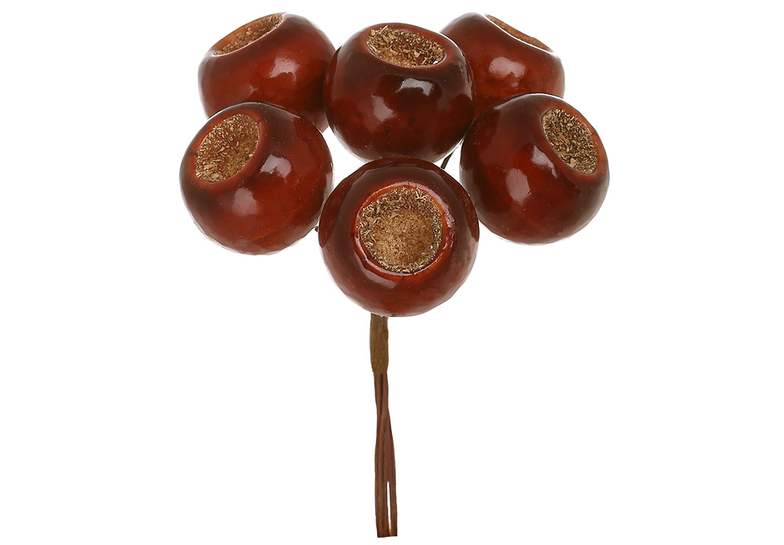 Пучок ( 6шт) ягід 10см, колір - коричневий глянець