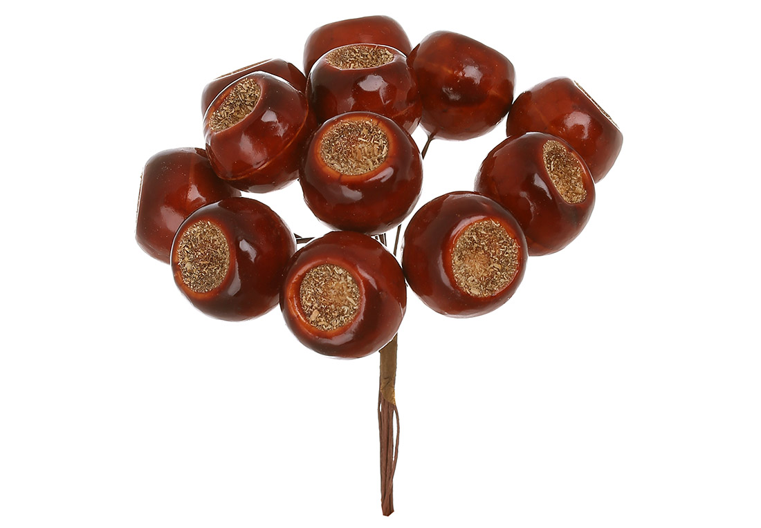 Пучок (12шт) ягід 10см, колір - коричневий глянець