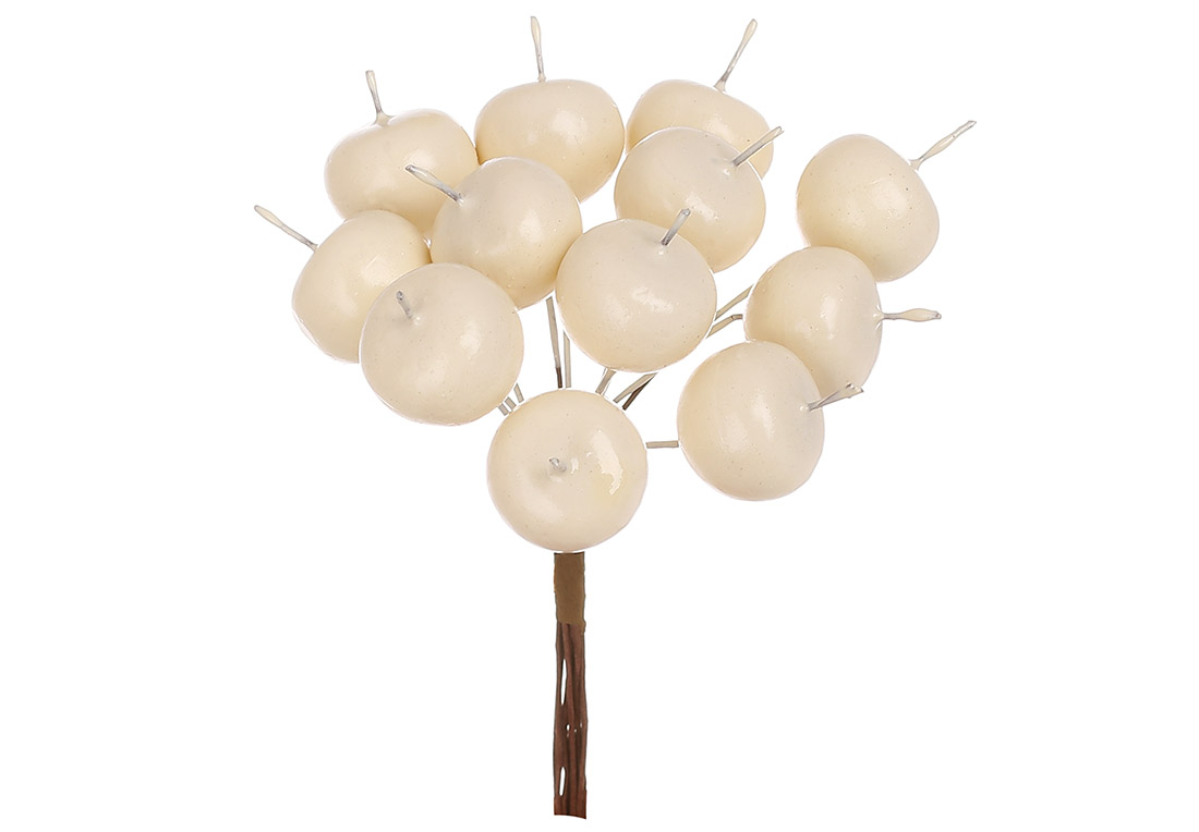 Пучок (12шт) міні - яблук 10см, колір - білий