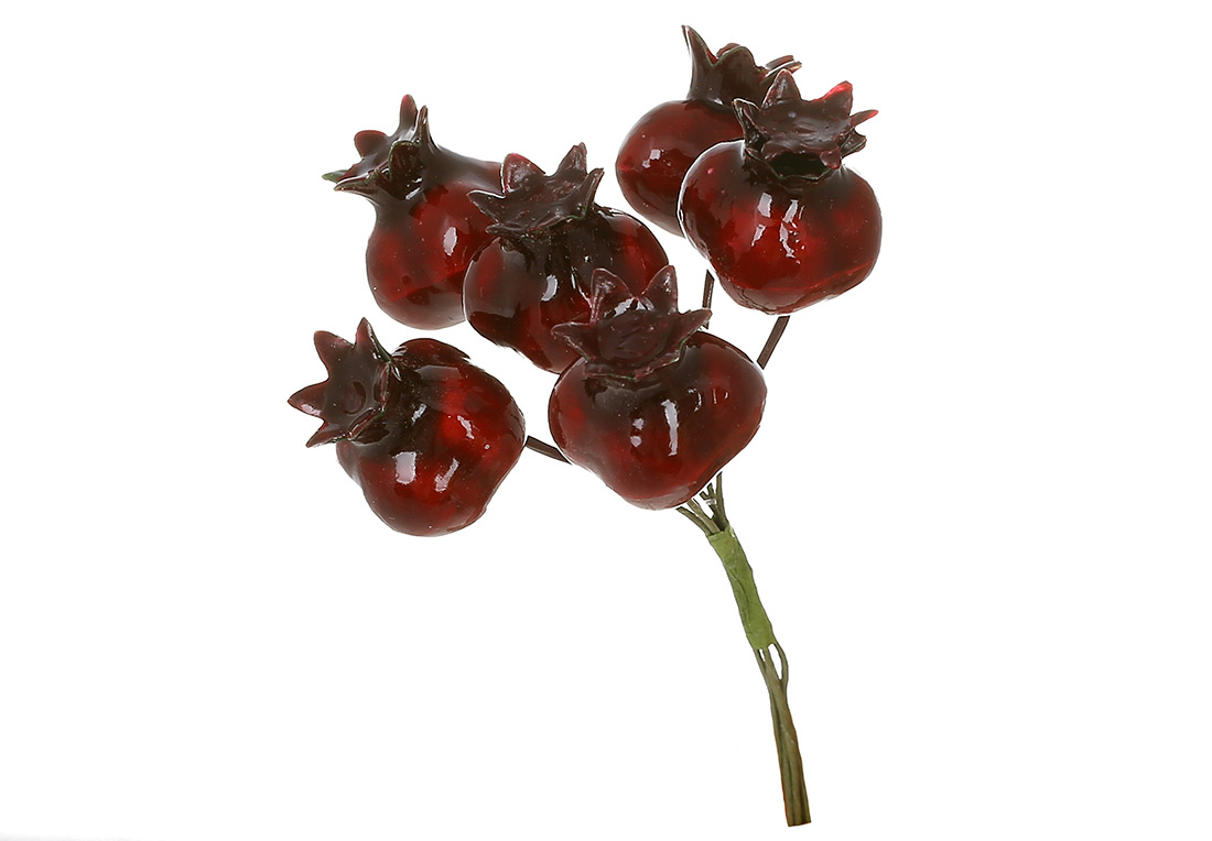 Пучок (6 шт) міні - граната 12.5см, колір - бордовий глянець