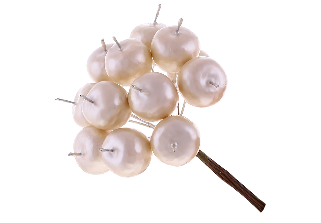 Пучок ( 12шт ) міні-яблук 11см, колір - світлий крем