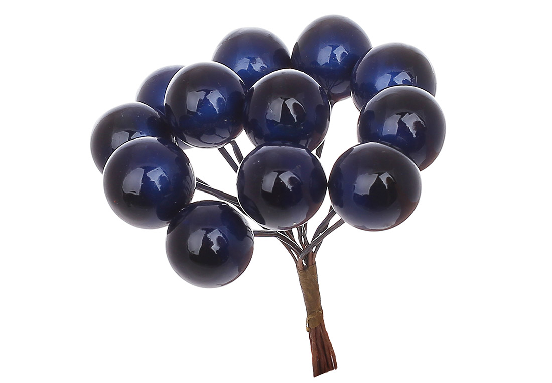 Пучок (12шт) глянцевих ягід 10см, колір - синій