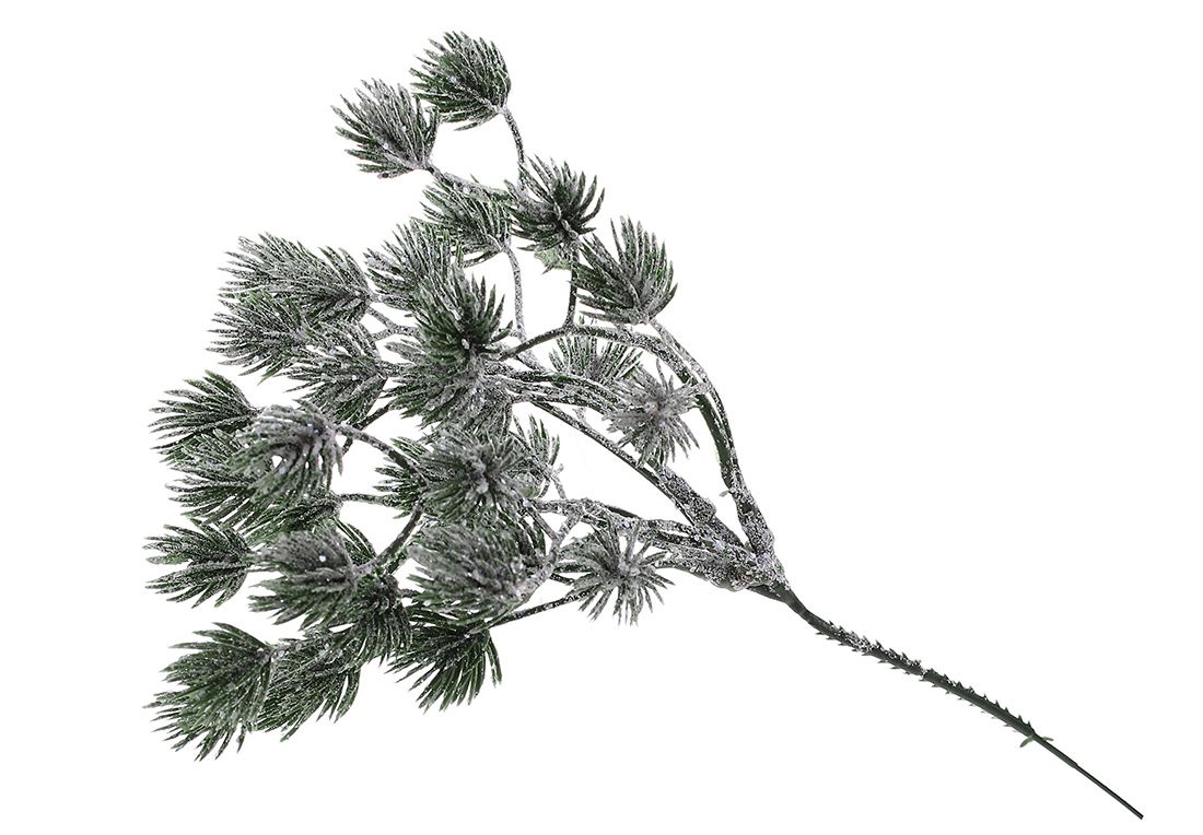 Кедрова гілка в сріблястому гліттері 25см