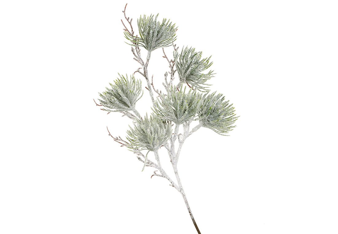 Декоративна гілка хвої в інеї 19см, колір - хвоя