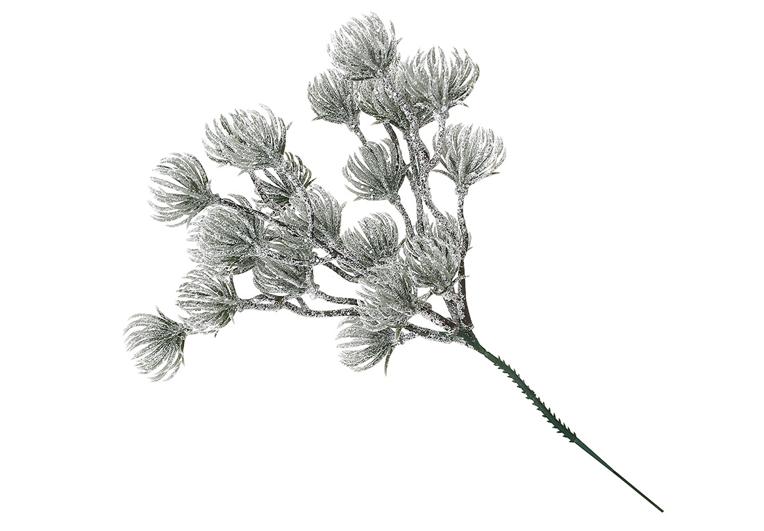 Кедрова гілка засніжена в сріблястому гліттері 29см