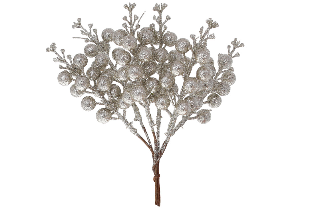 Декоративний пучок ягід, 19см, колір - шампань