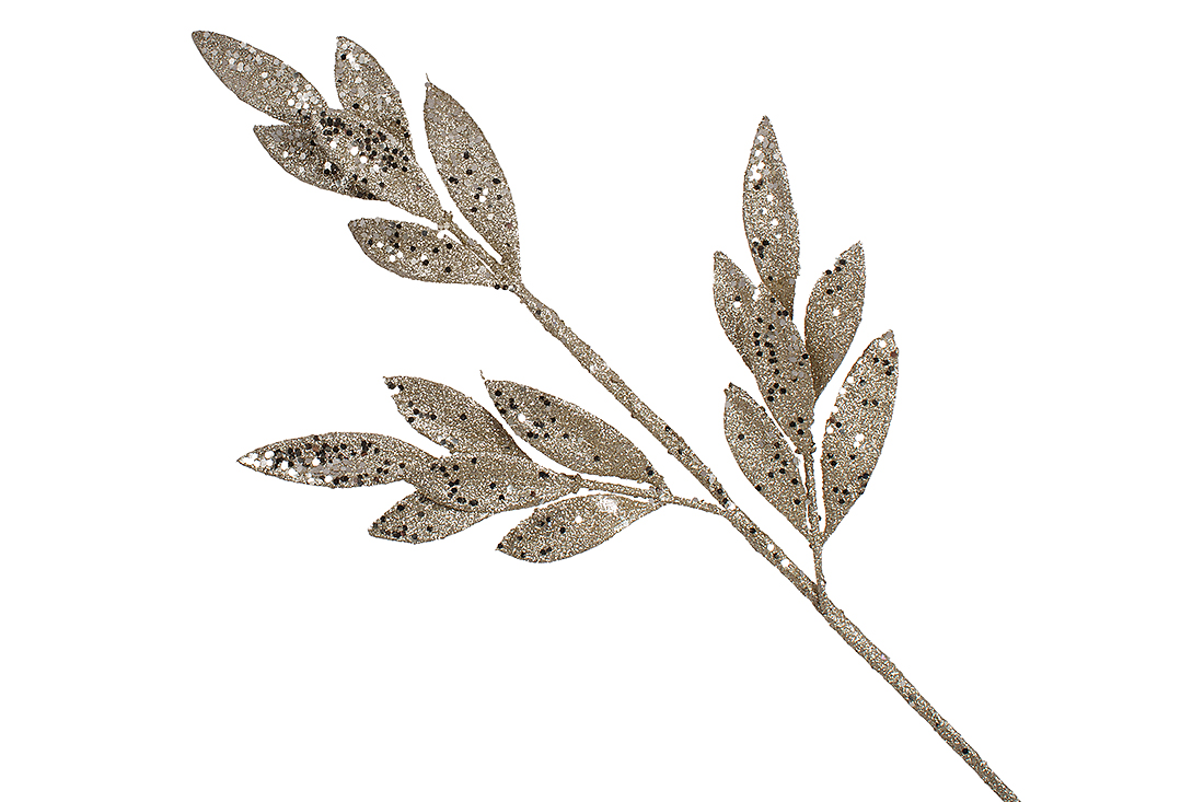 Декоративна гілка 70см, колір - гліттер шампань