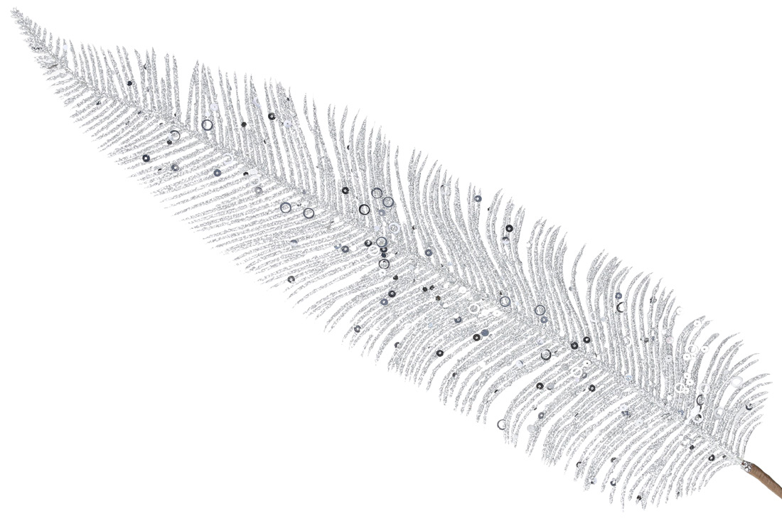 Декоративна гілка Перо 82см, колір - срібло