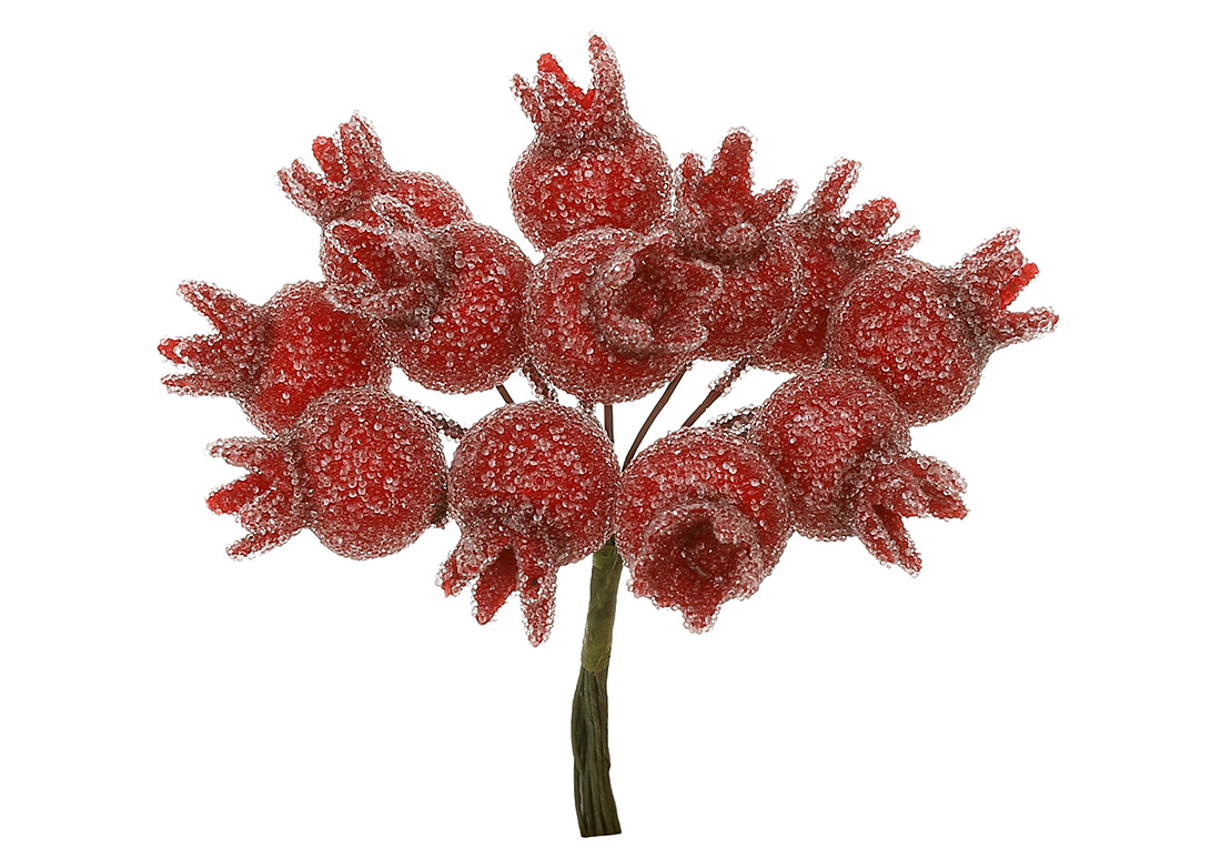 Пучок (12шт) шипшини в льоду 10см, колір - червоний