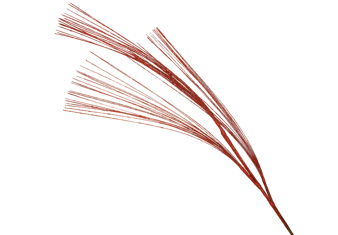 Декоративна гілка в гліттері 87см, колір - червоний