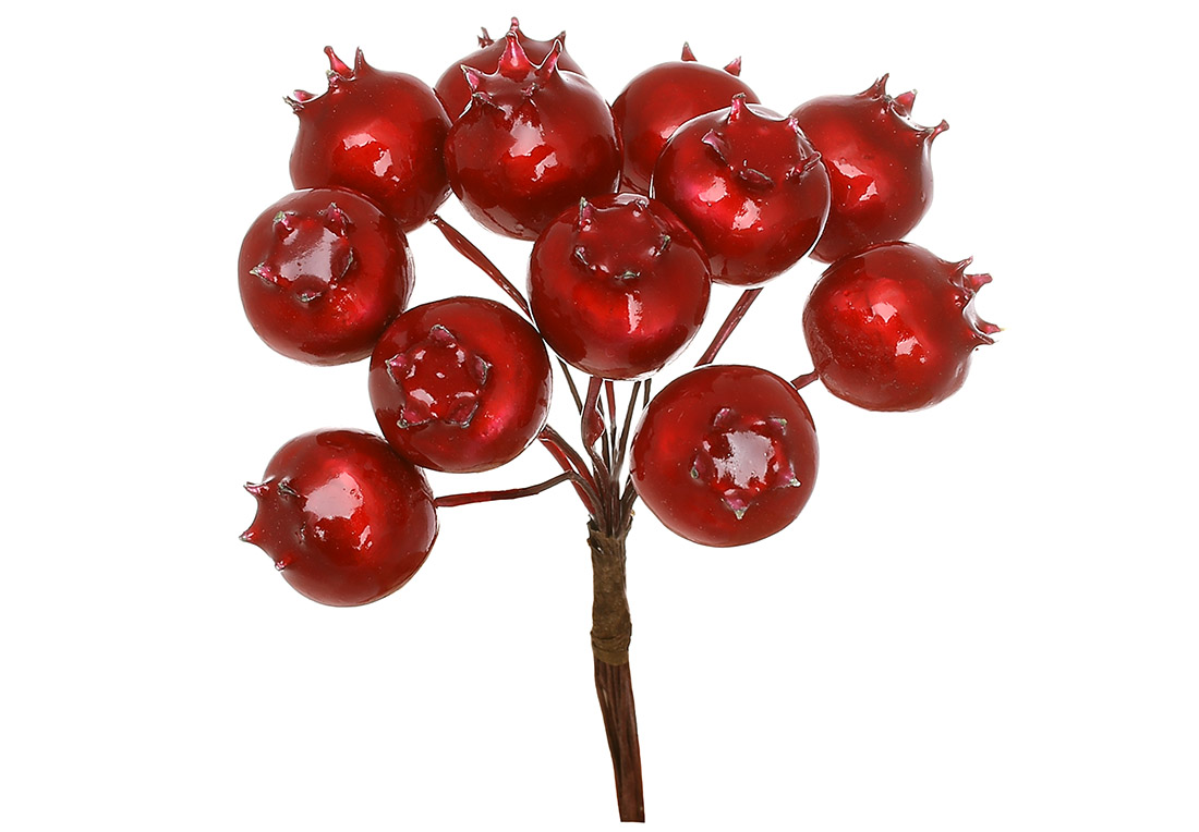 Пучок (12шт) перламутрових ягід 11см, колір - червоний