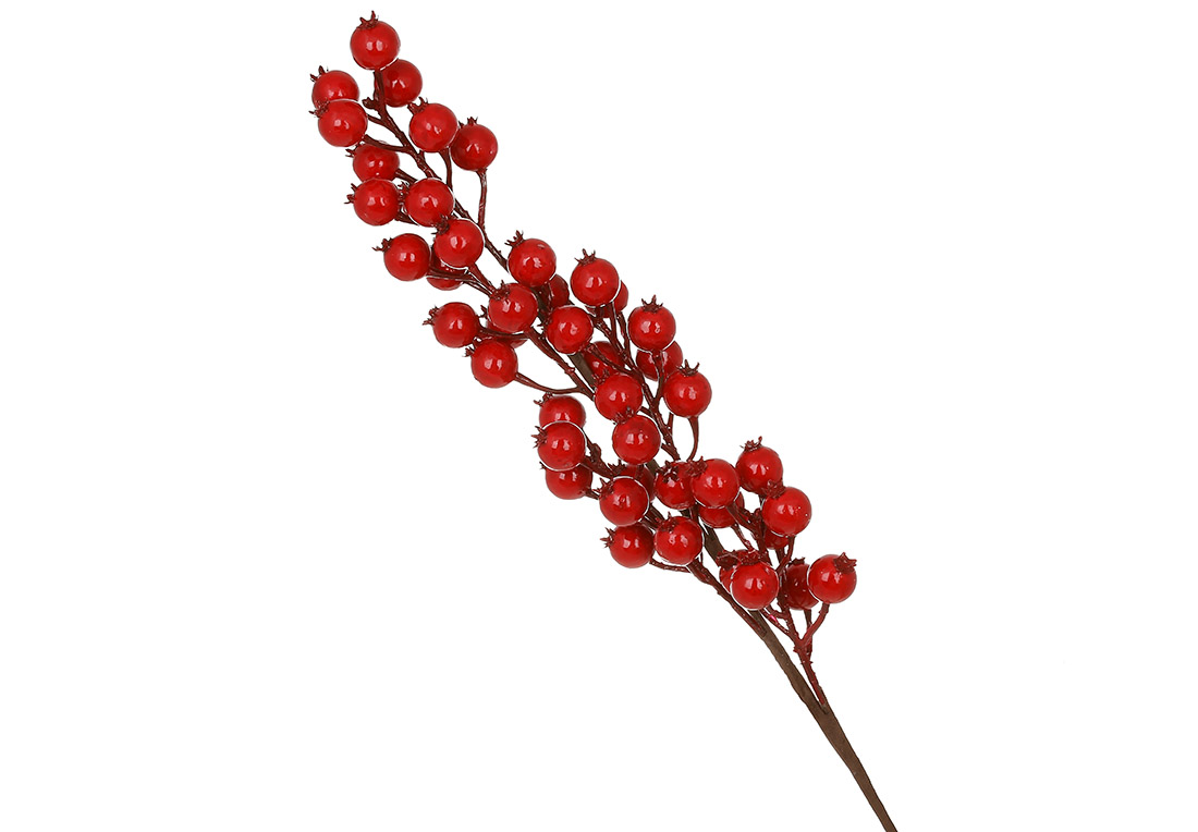 Декоративна гілка червоних ягід 67.5см