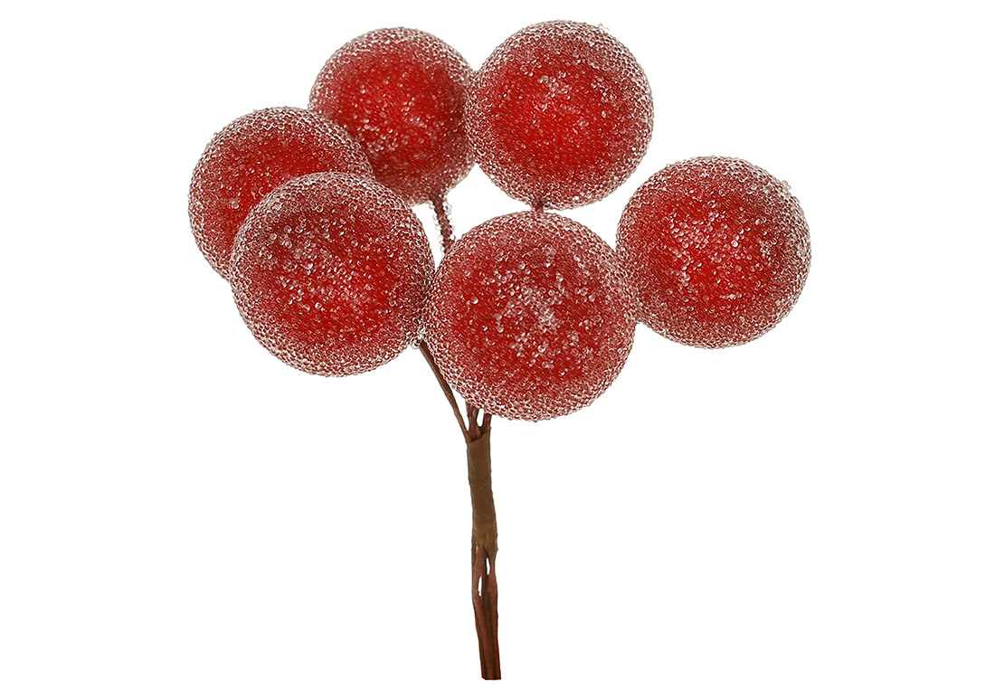 Пучок ( 6шт ) червоних ягід у льоду 12см