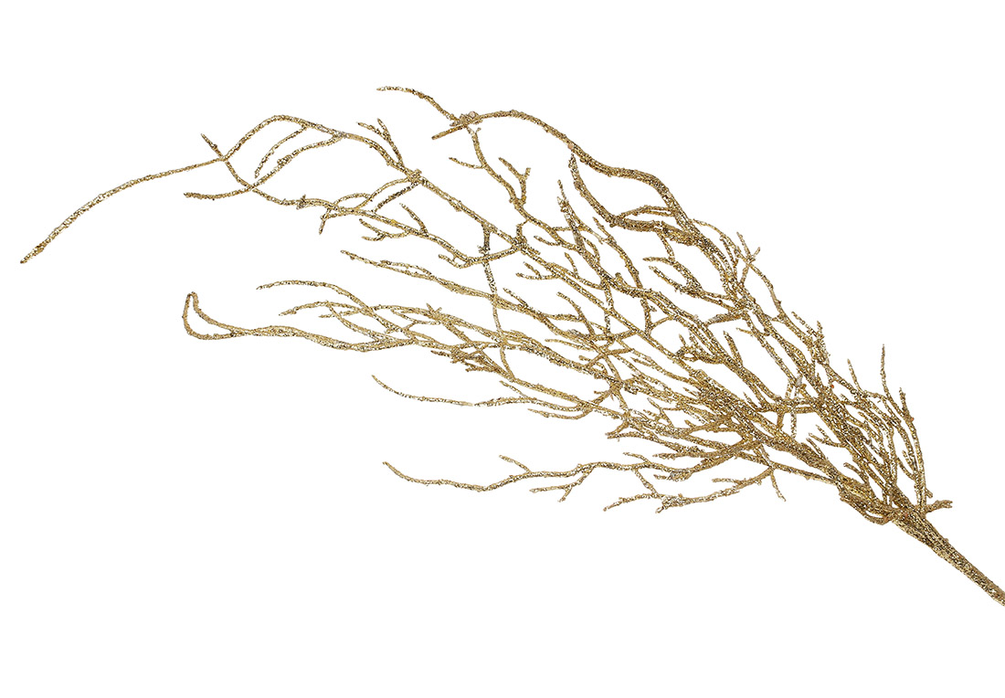 Декоративна гілка в глітері, 87см, колір - золото