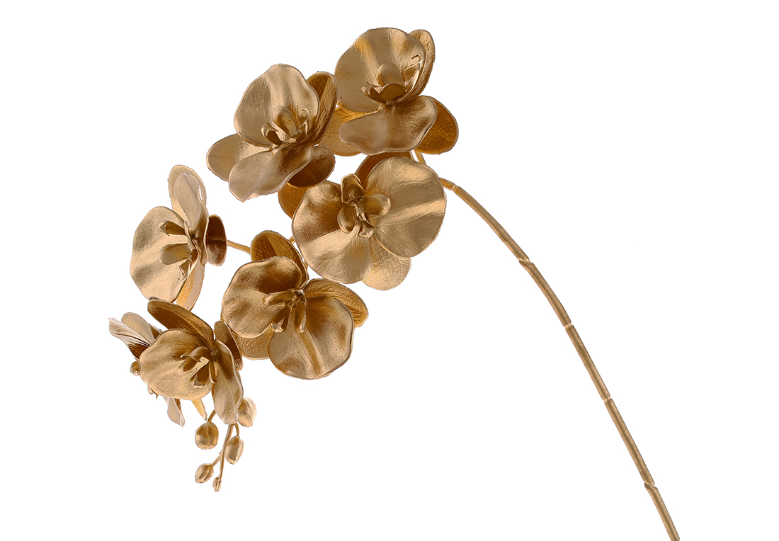 Гілка Орхідеї 60см, колір - матове золото
