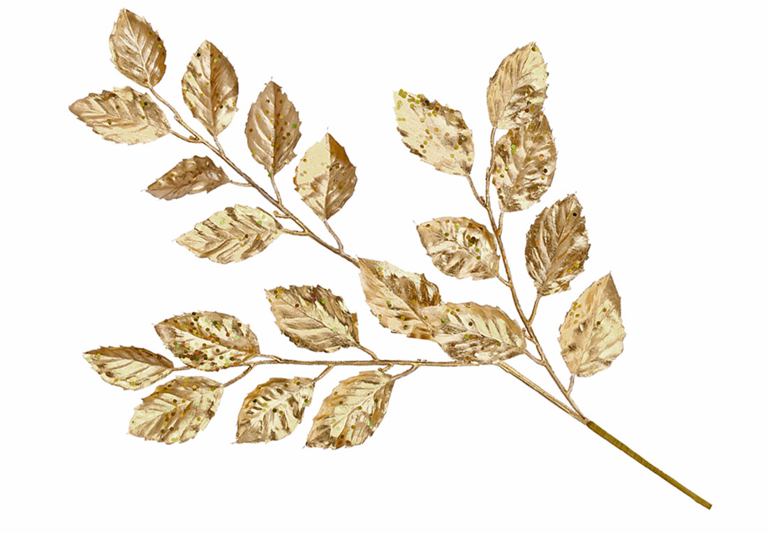 Декоративна гілка 69см, колір - матове золото.