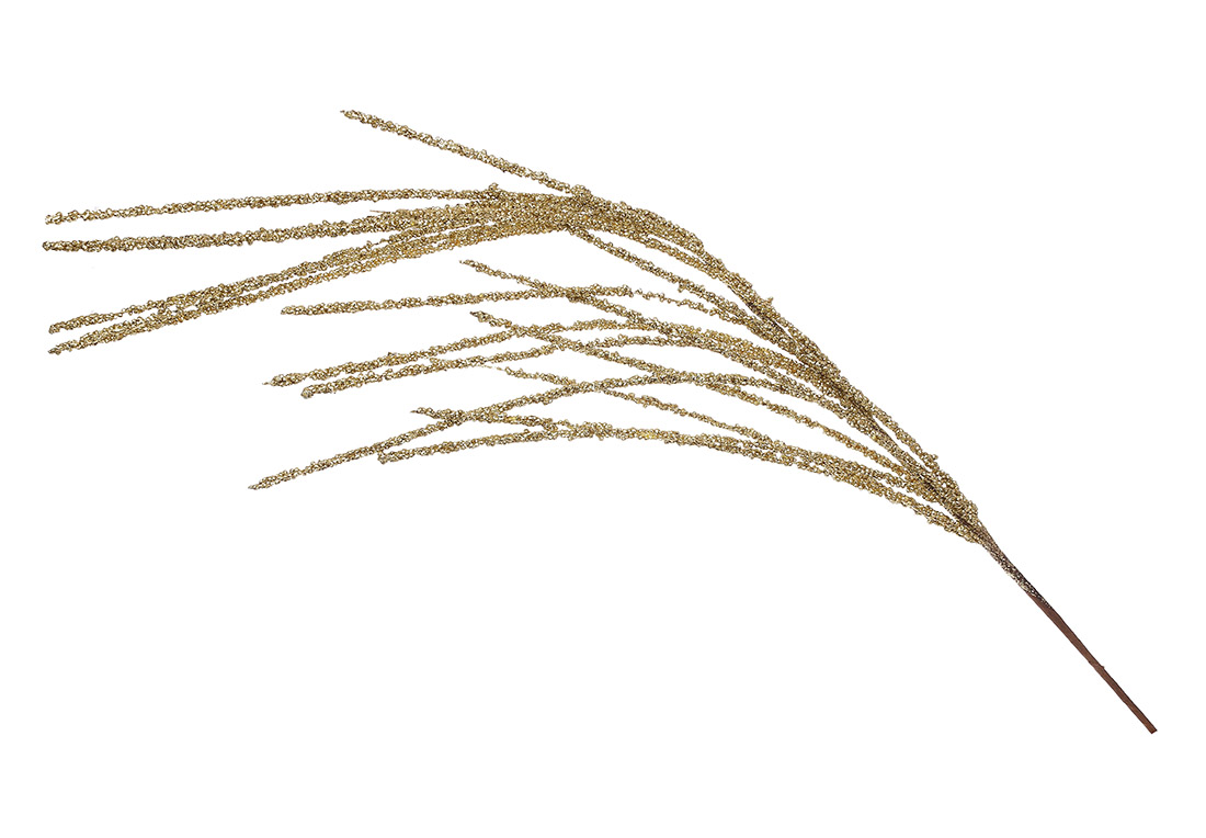 Декоративна гілка усипана великим гліттером 70см, колір - золотий