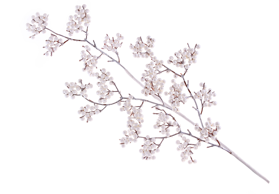 Гілка з ягодами 68см, колір - білий кремовий