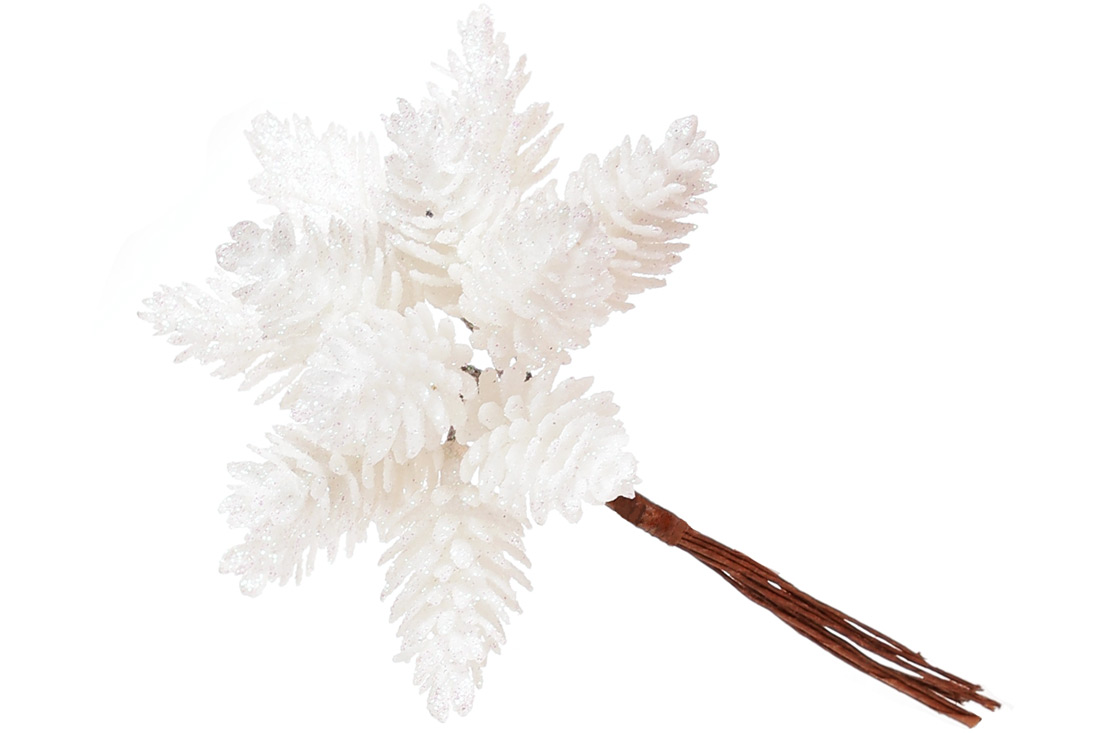 Декоративні міні-шишки 12шт в пучку, 12см, колір - білий