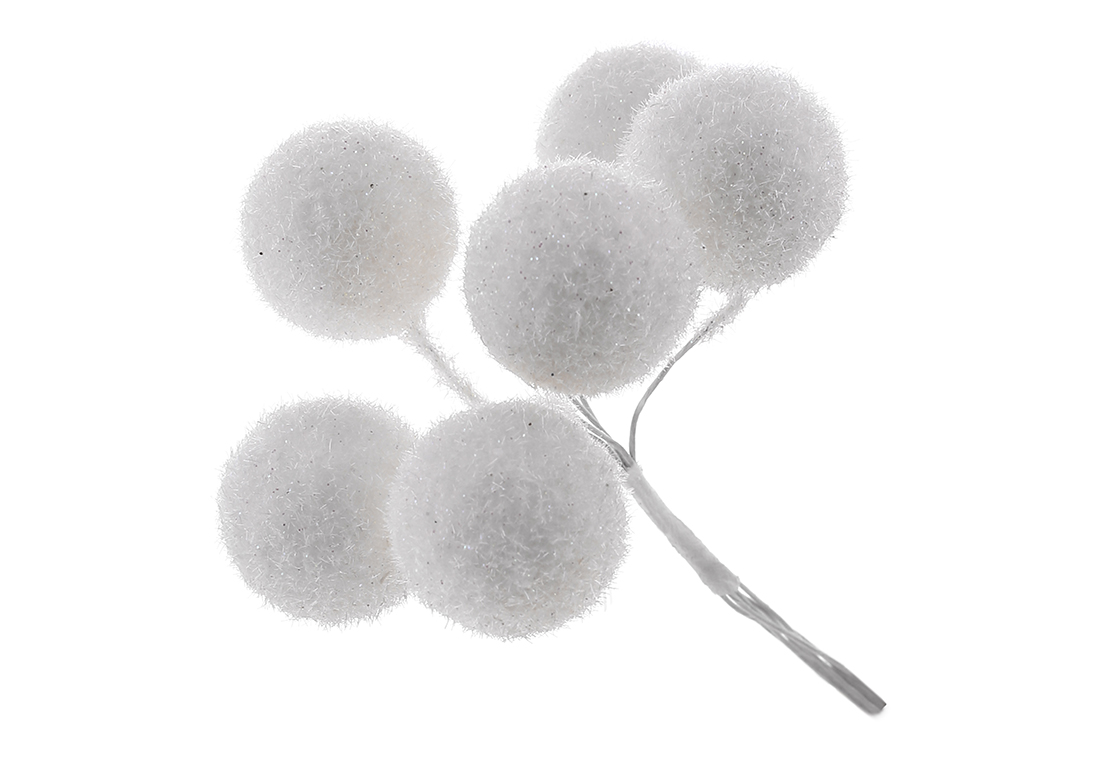 Пучок ( 6 шт ) ягід 12см, колір - білий сніг